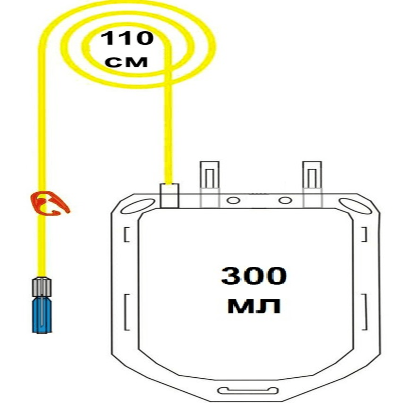Пластиковий контейнер для компонентів крові людини без розчину, 300 мл